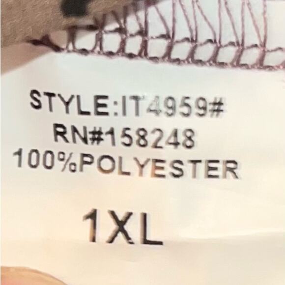 Talent Blouse Womens Size 1XL Brown Black Low V Neck Sheer Smocked Bottom Casual - Picture 3 of 8